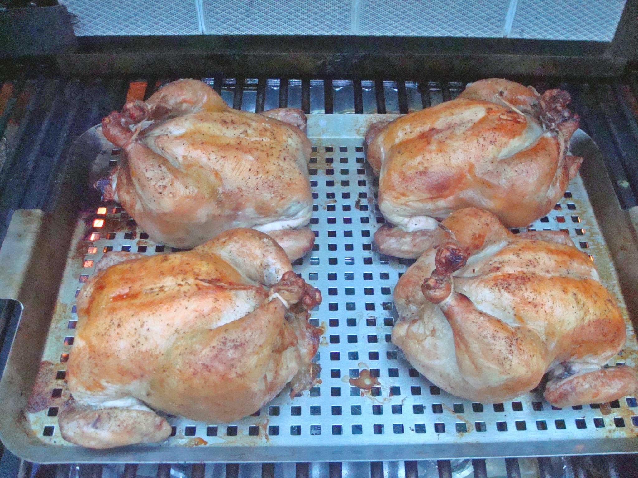 Hens halfway through cooking