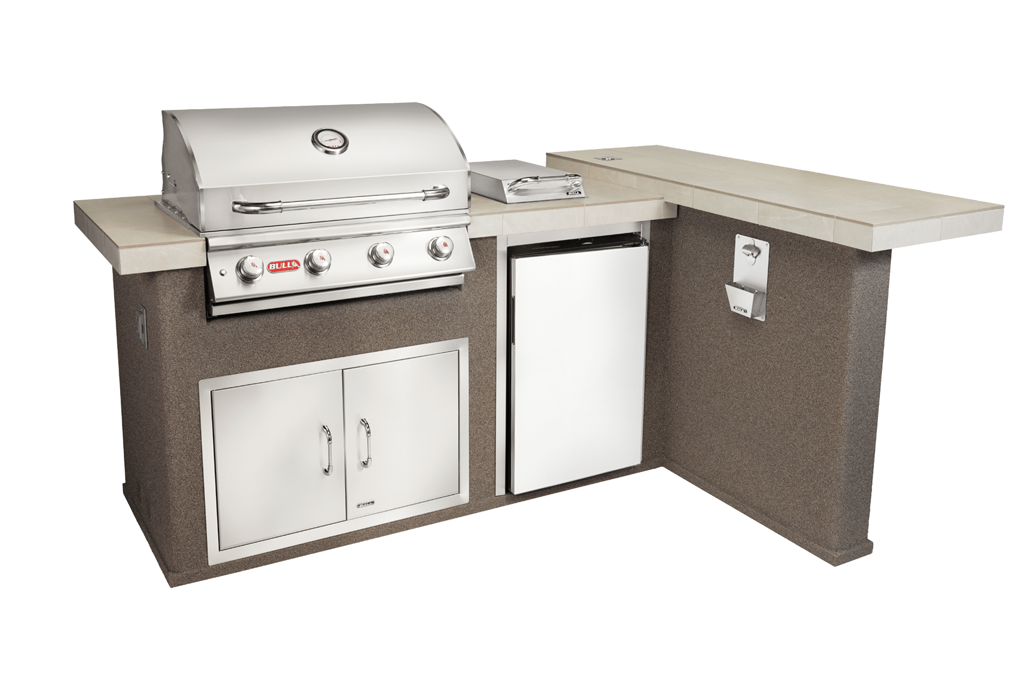 L shaped grill with island