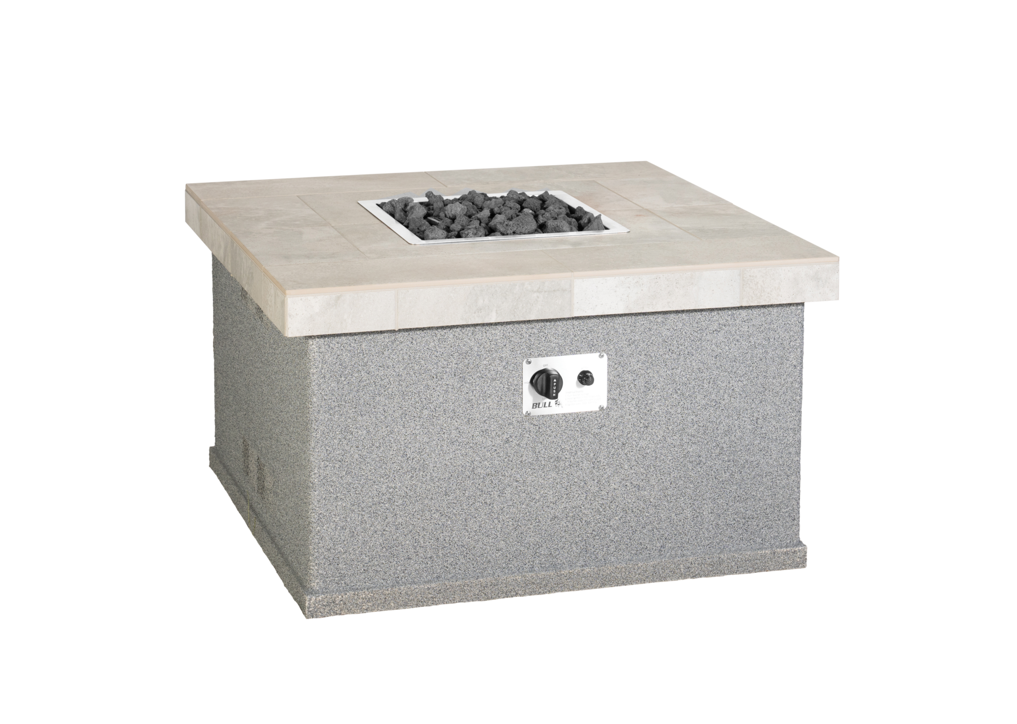 square fire pit grey rock