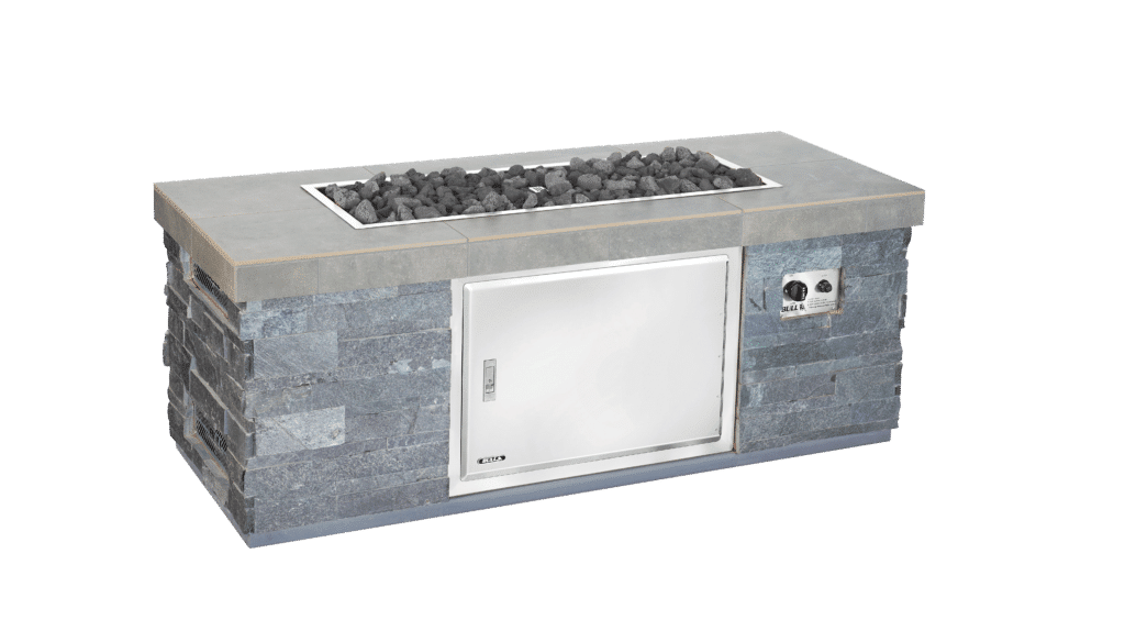 Rectangle-Fire-Pit with grey rock