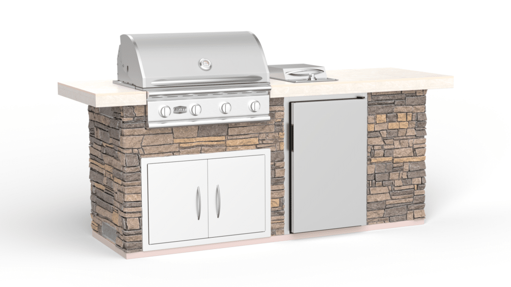 outdoor grill kitchen with fridge