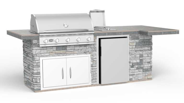 outdoor grill kitchen with fridge