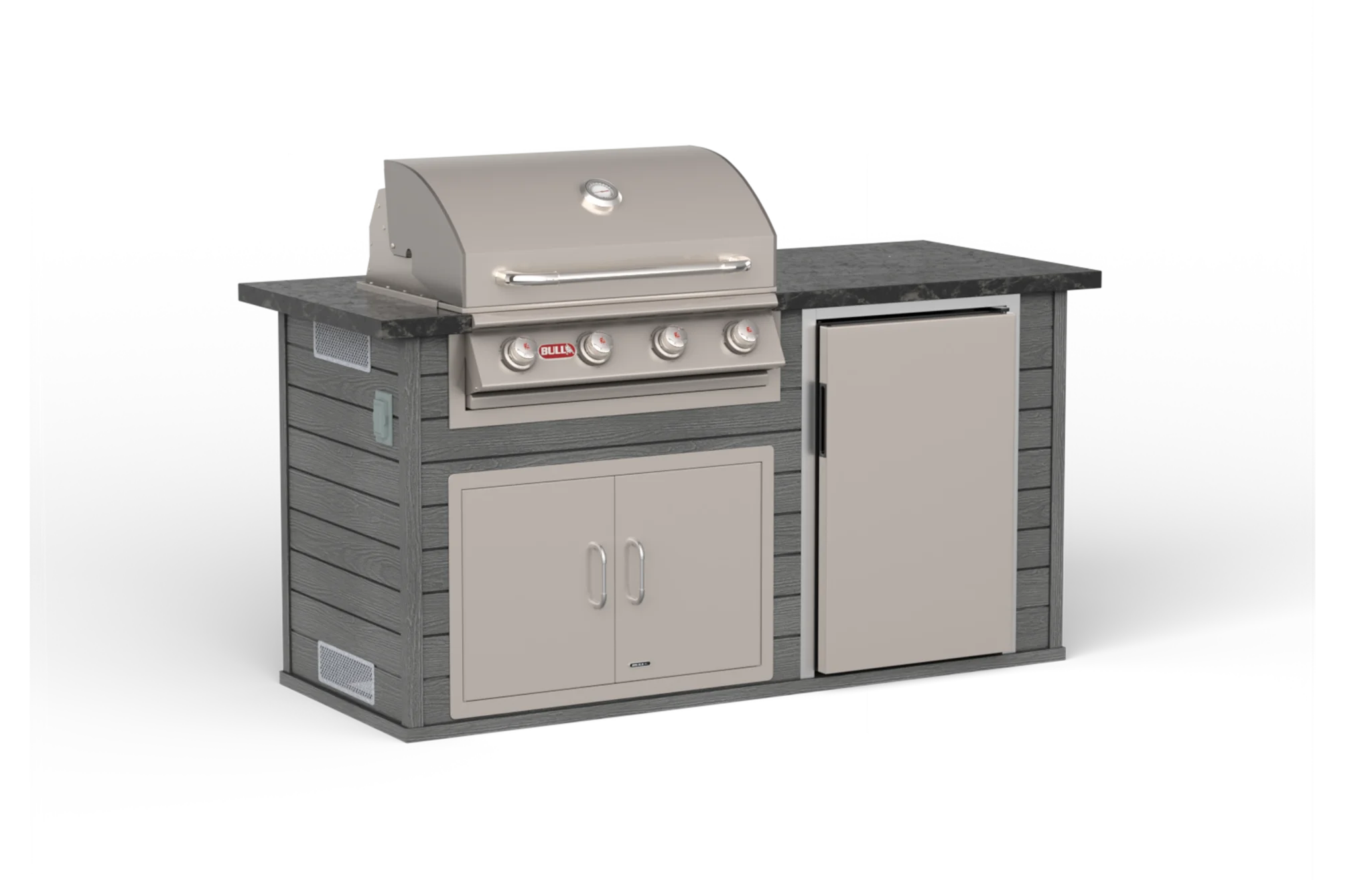 Power Q Outdoor Island Kitchen & Grill Charcoal Base Black Top