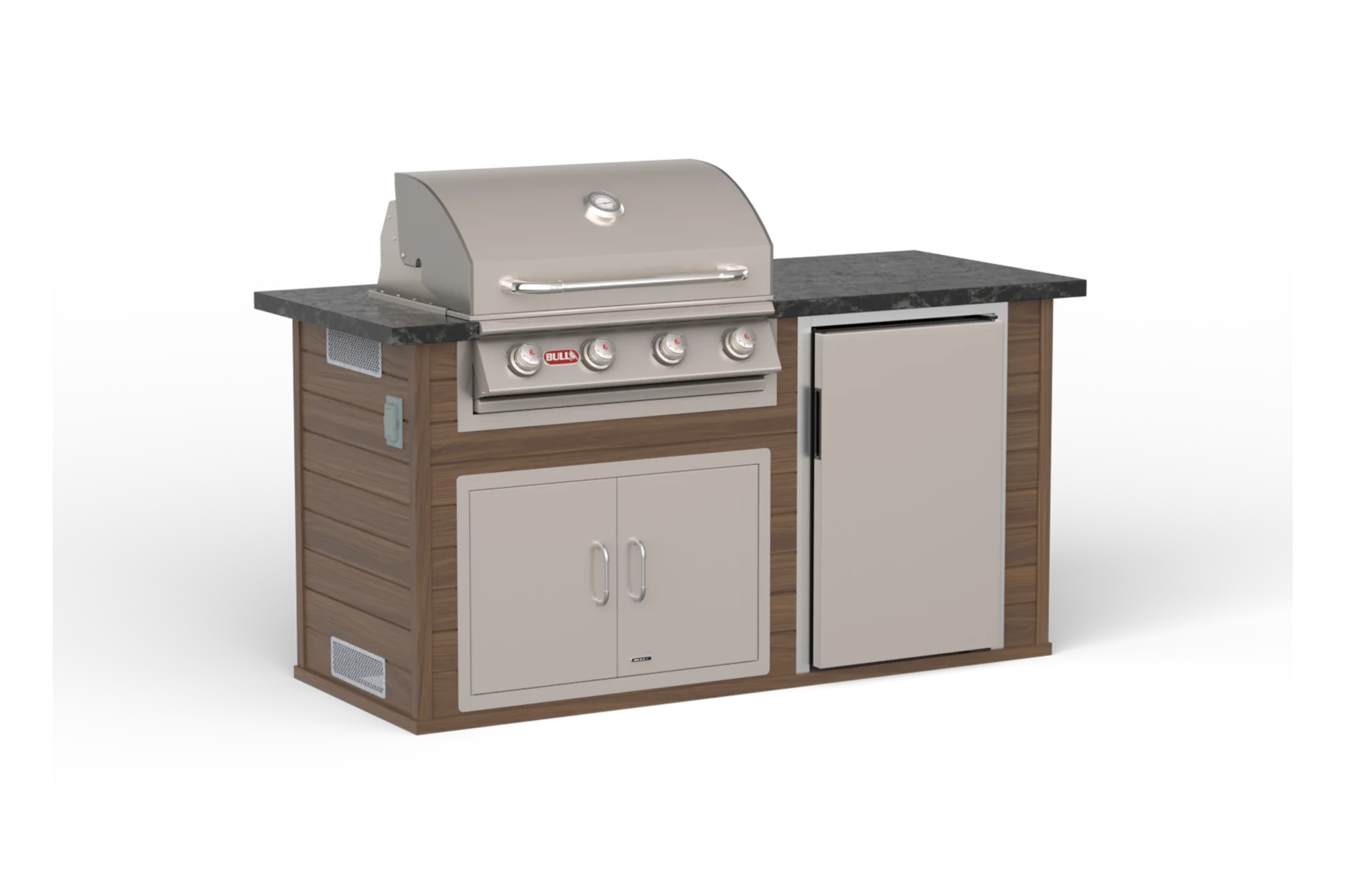 Power Q Outdoor Island Kitchen & Grill Charcoal Base Brown Base Black Top