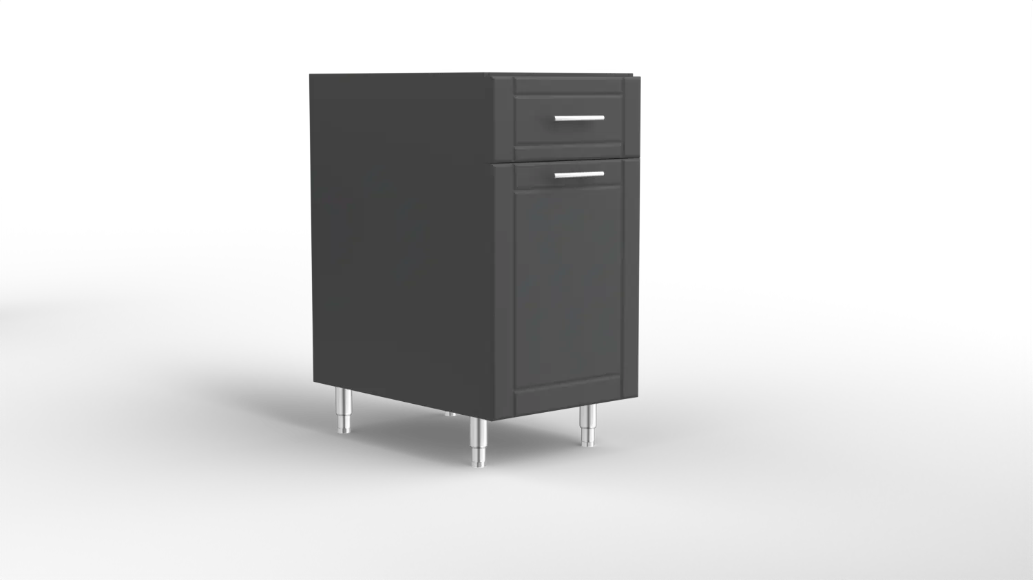18 Inch Cabinet Base Dual Waste Basket With Drawer Grey