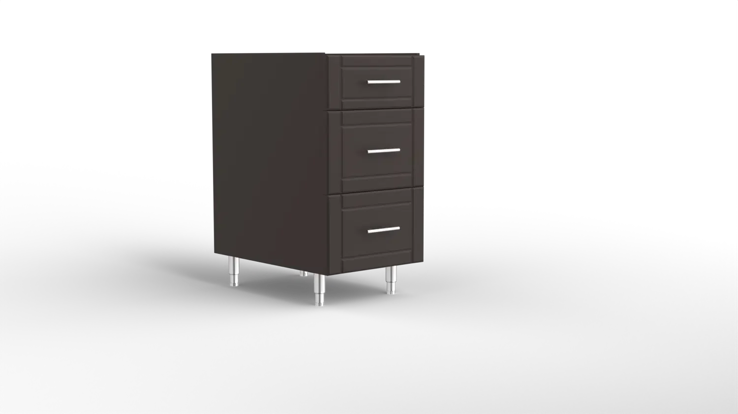 18 Inch Three Drawer Base Cabinet Brown