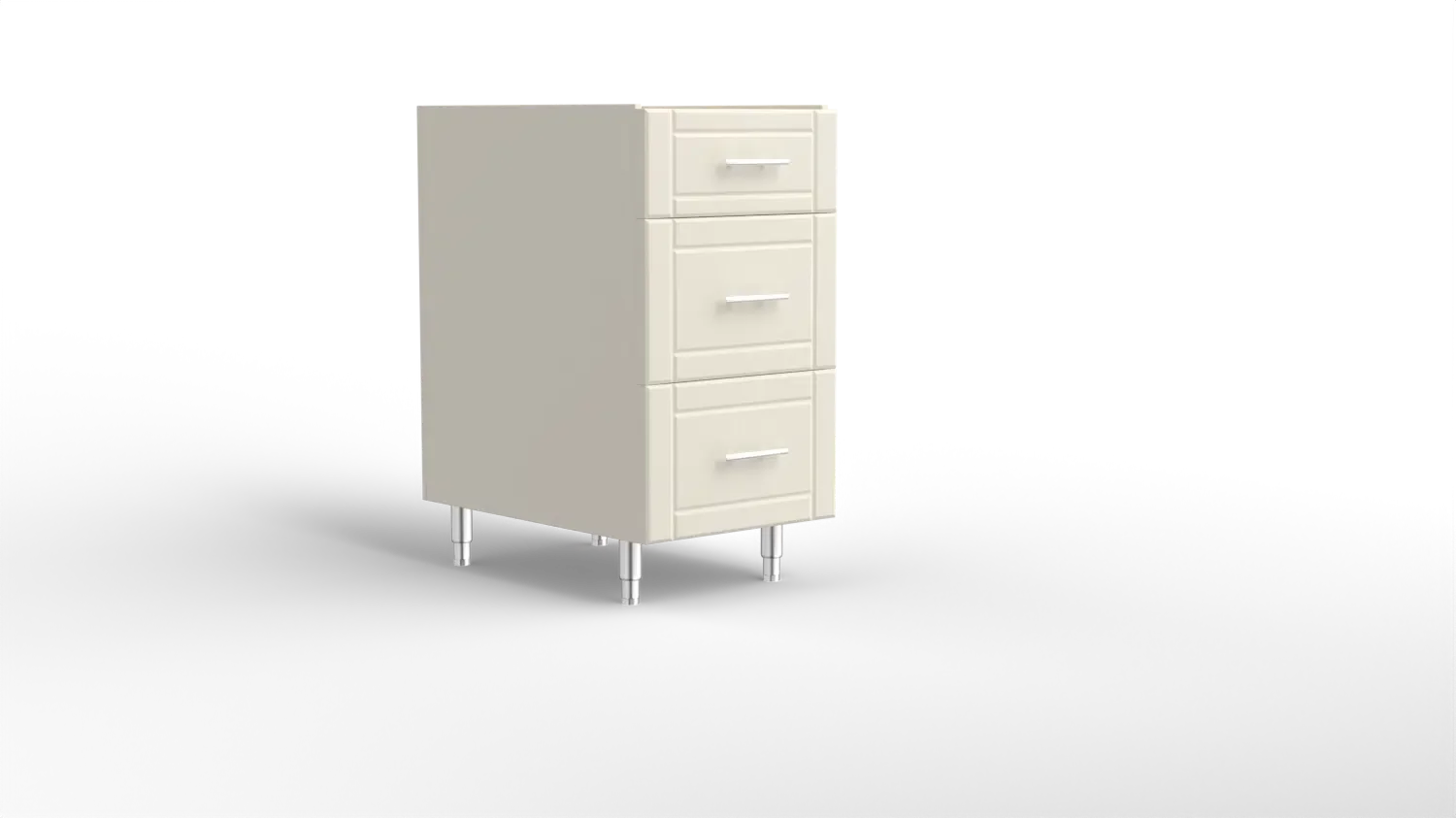 18 Inch Three Drawer Base Cabinet Off White