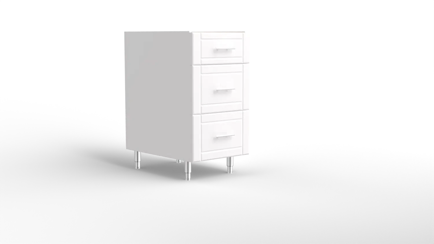 18 Inch Three Drawer Base Cabinet White