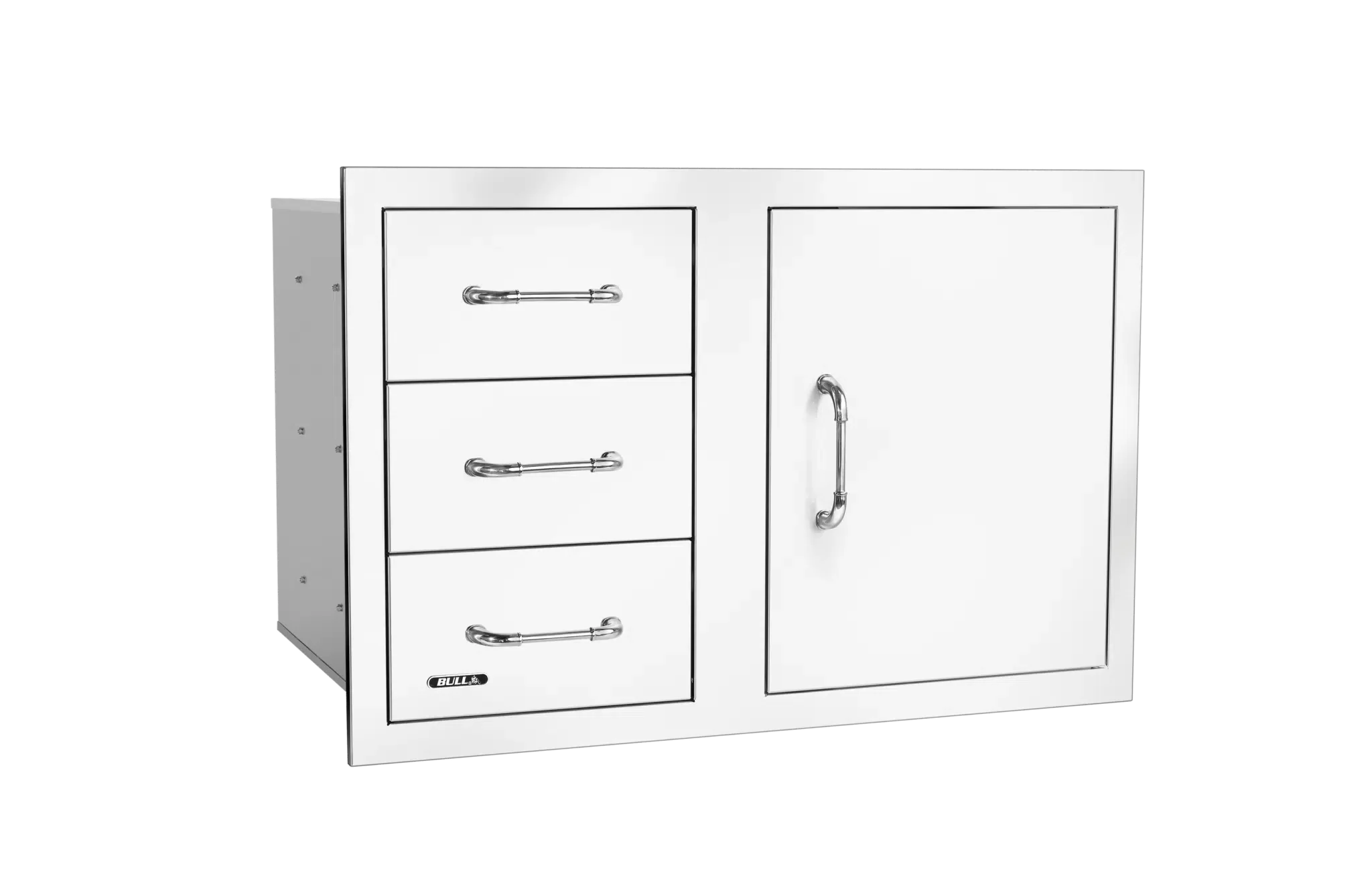 30″ Stainless-Steel 3 Drawer Door Combo with Reveal Left View