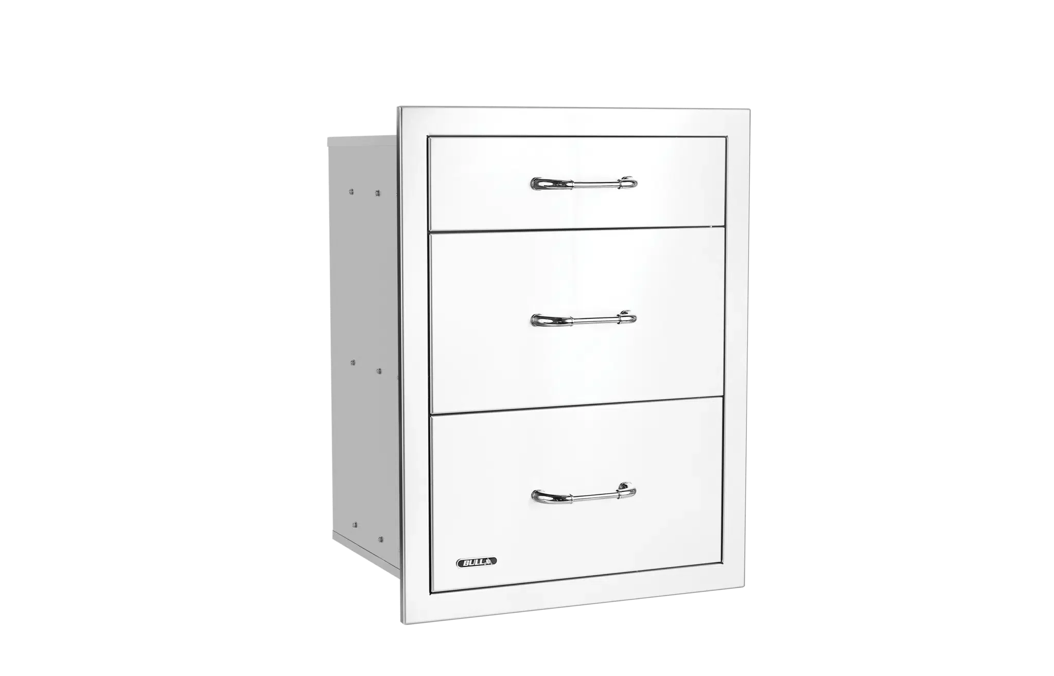 Stainless Steel Triple Drawer System with Reveal Left Side View