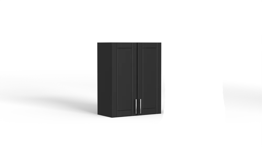 24 Inch Above Counter Wall Mount 2 Door Cabinet Black