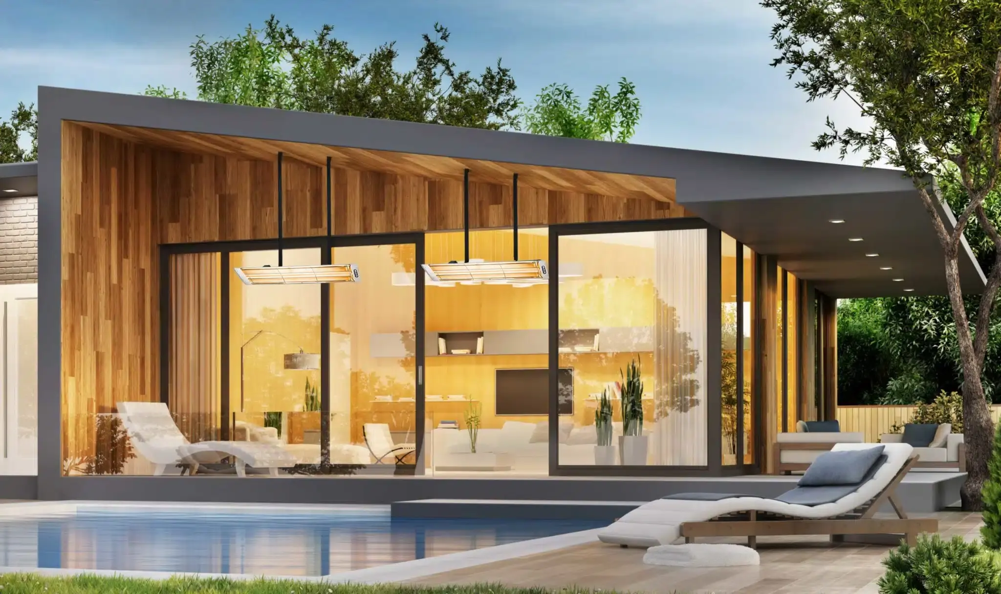 Drop Pole Heater Mounts Backyard View