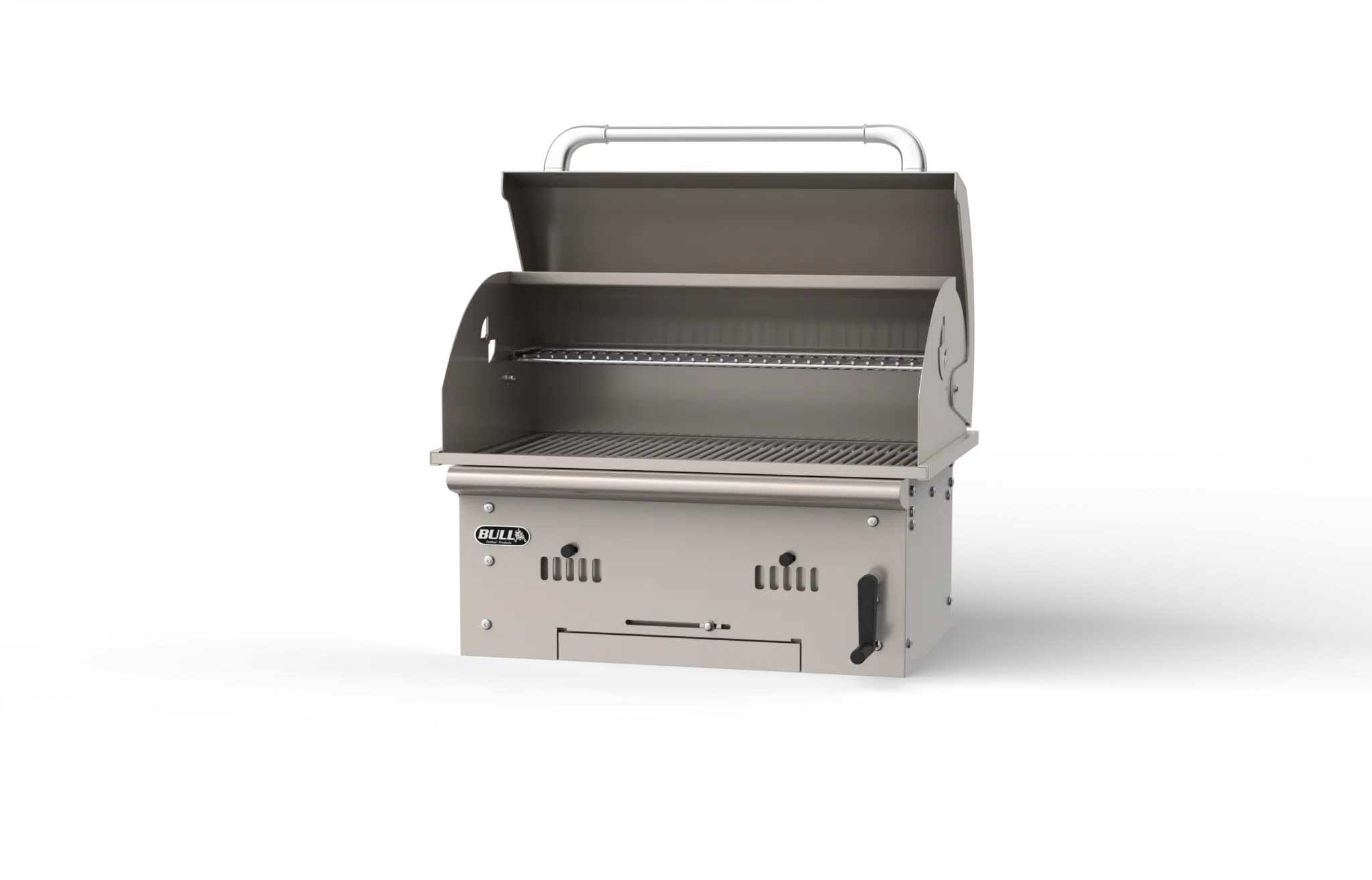Bison Premium Outdoor Charcoal Grill Head Right Side Open View