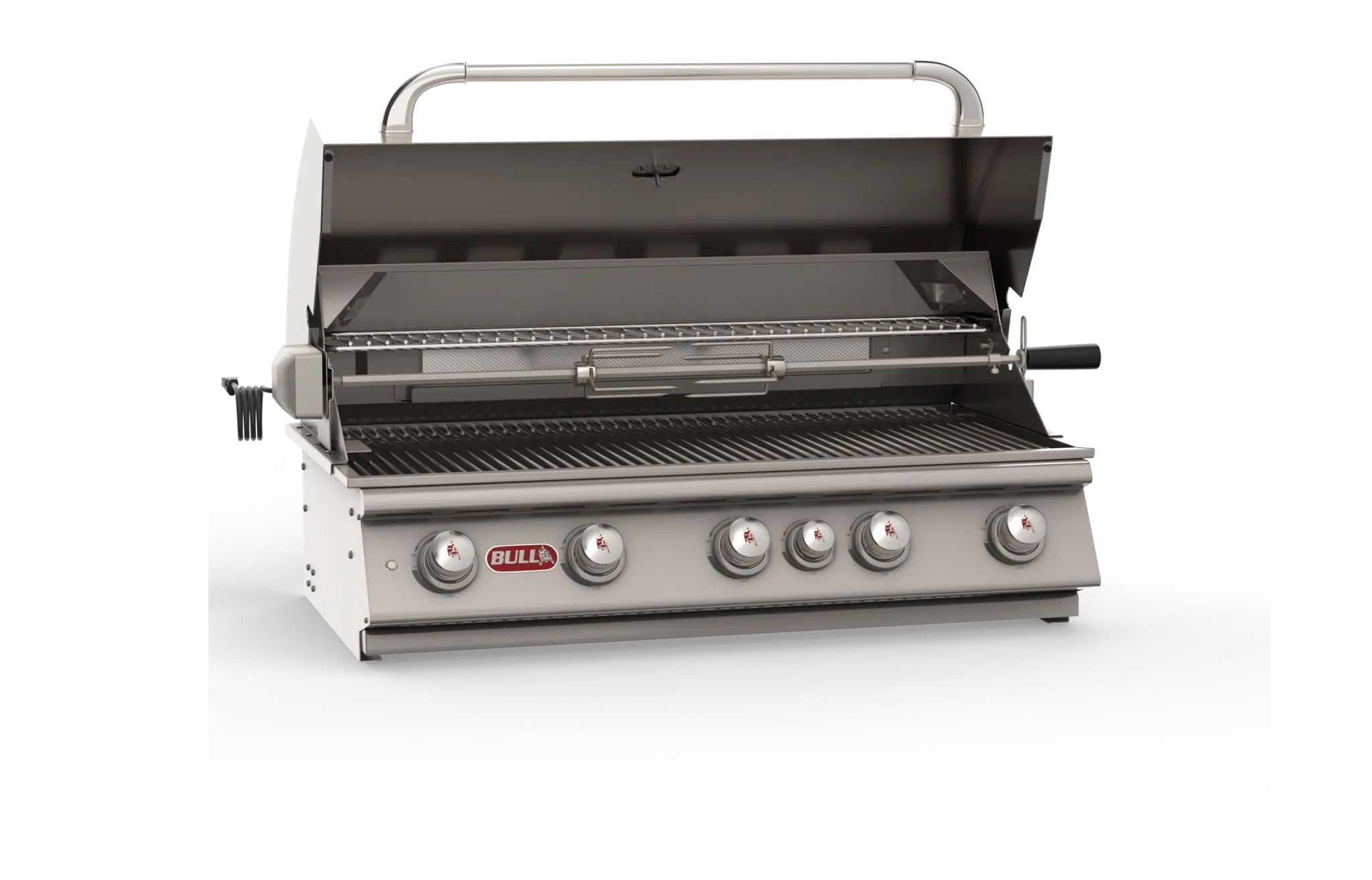 Brahma – 5 Burner Stainless Steel Built-in Gas Grill Left Side Open View