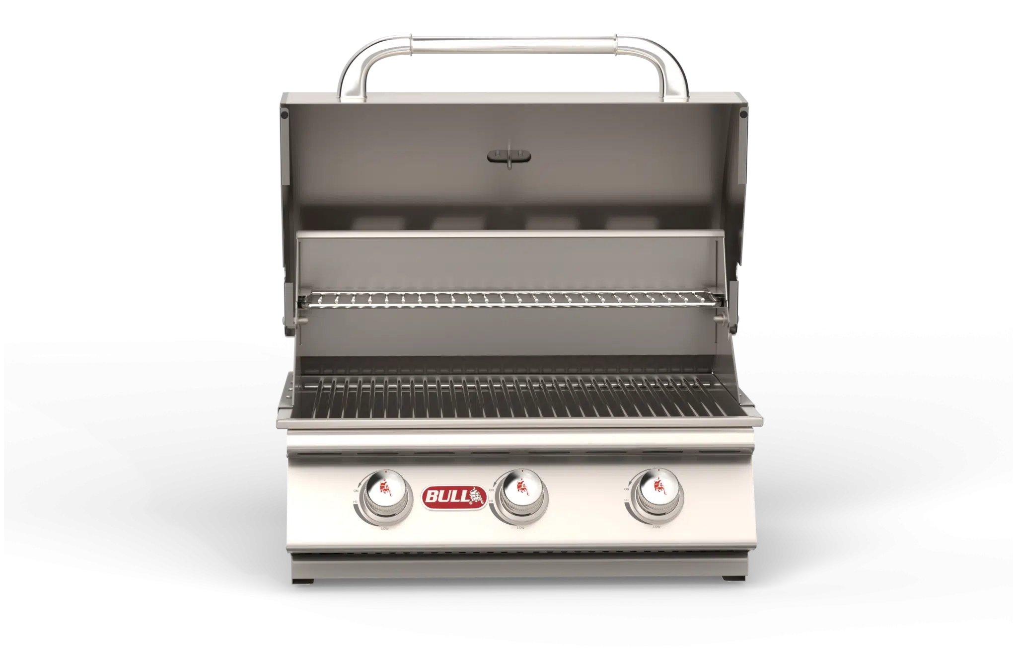 Steer – Stainless Steel 3 Burner Grill Head Center Open View