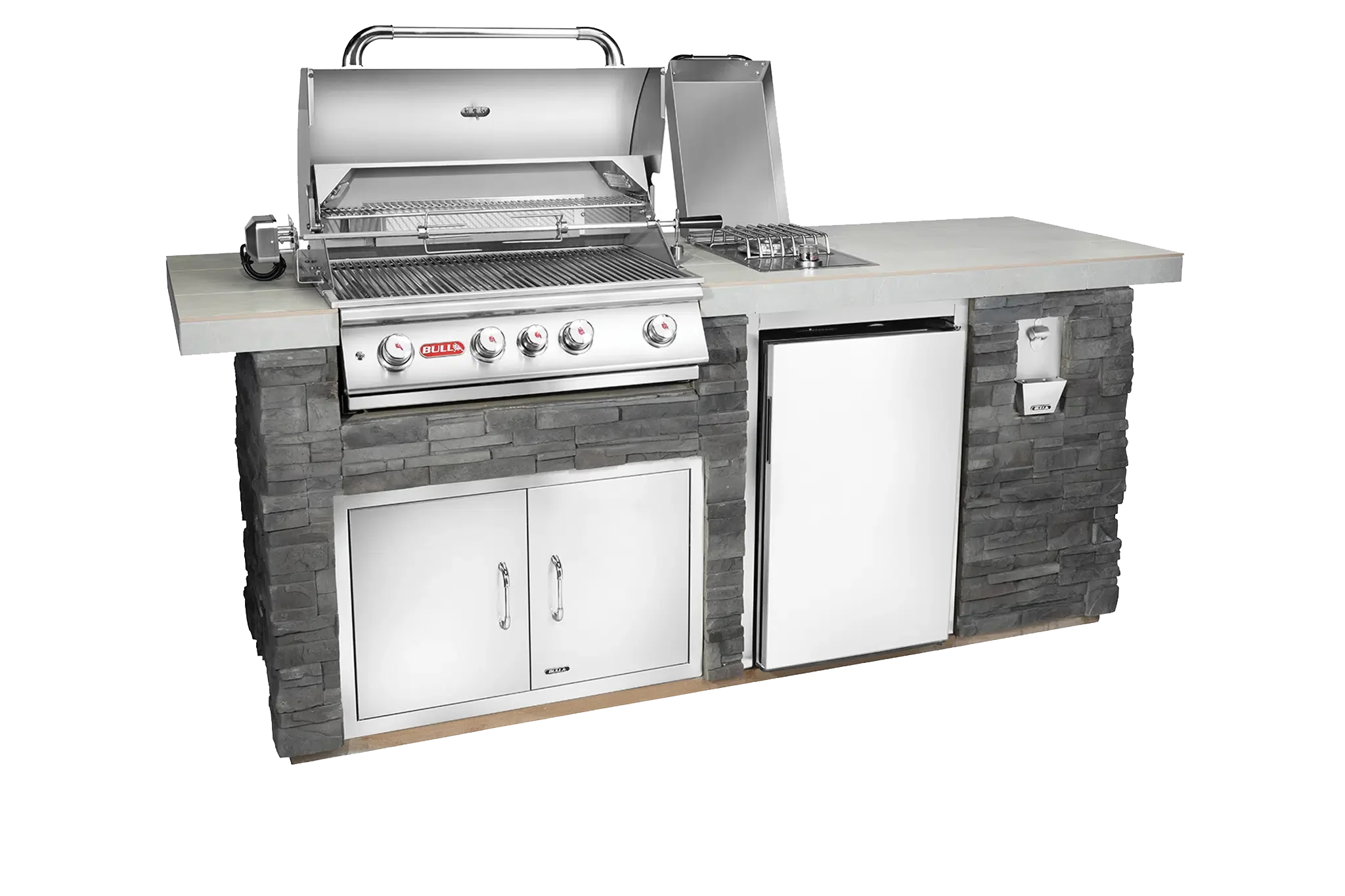 Outdoor Kitchen Grey Tile Open