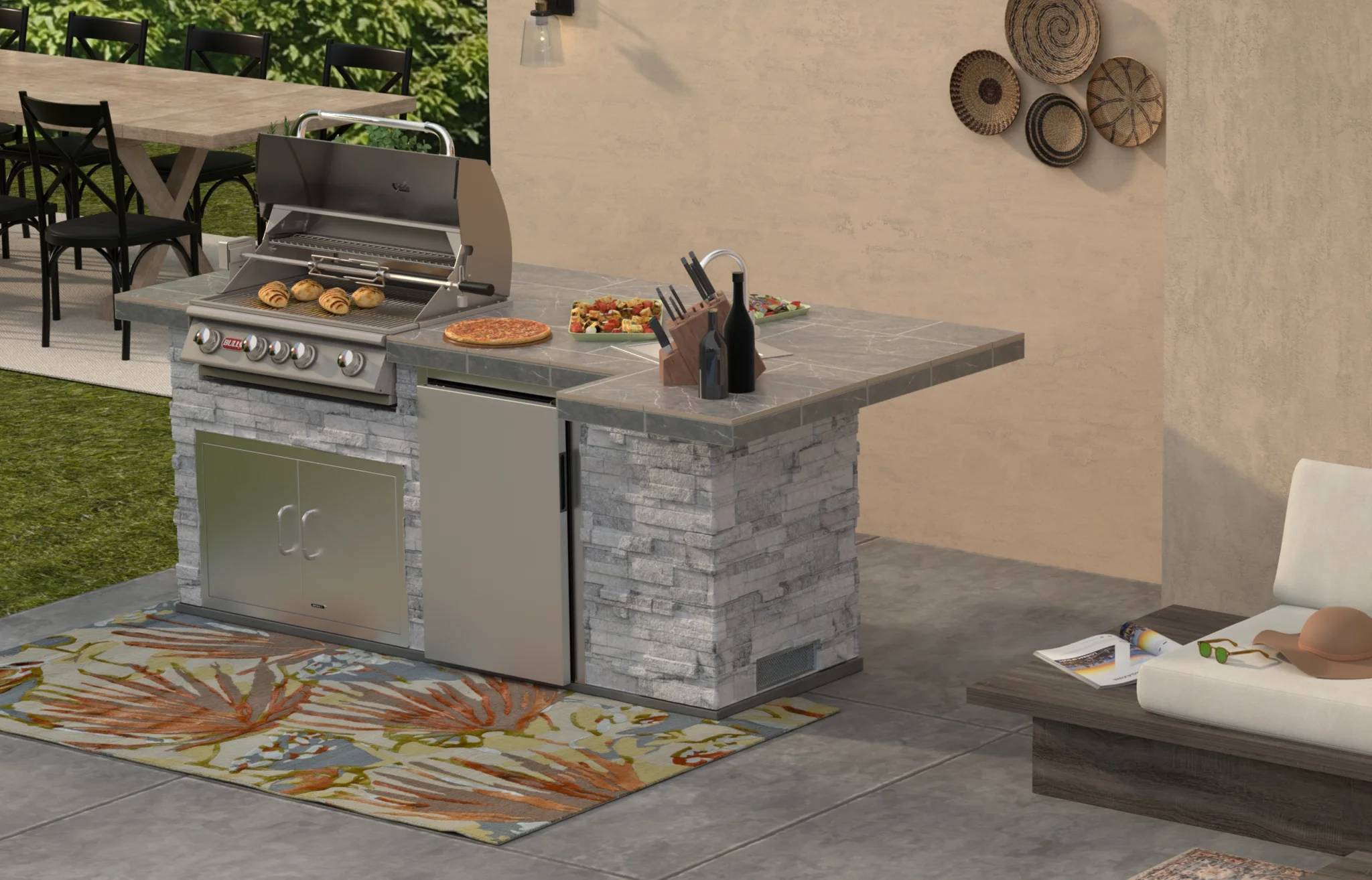 BBQ Outdoor Kitchen & Grill New Tile and Base ODK Lifestyle
