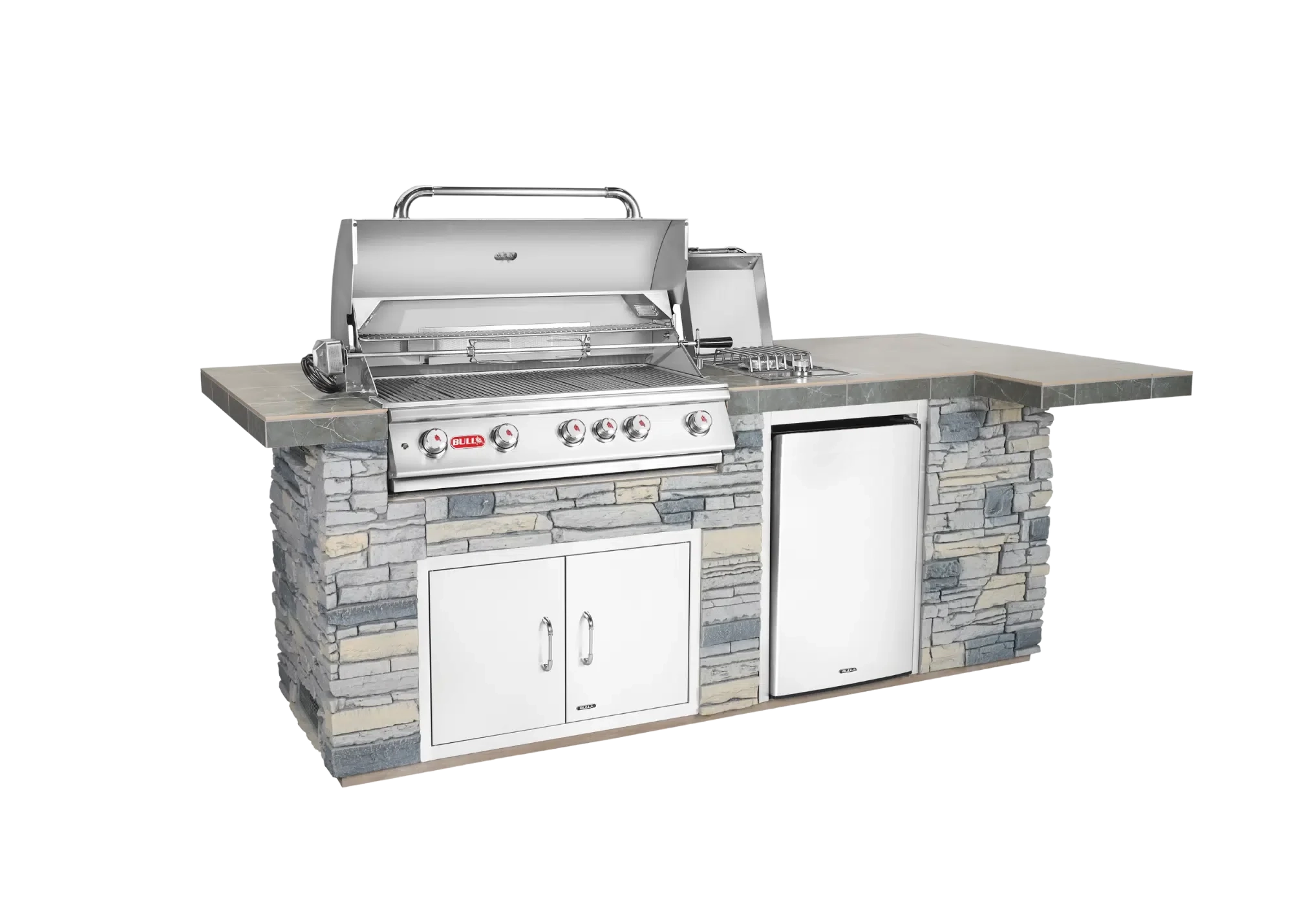 BBQ Outdoor Kitchen with Faux Rock and Brahma Grill head