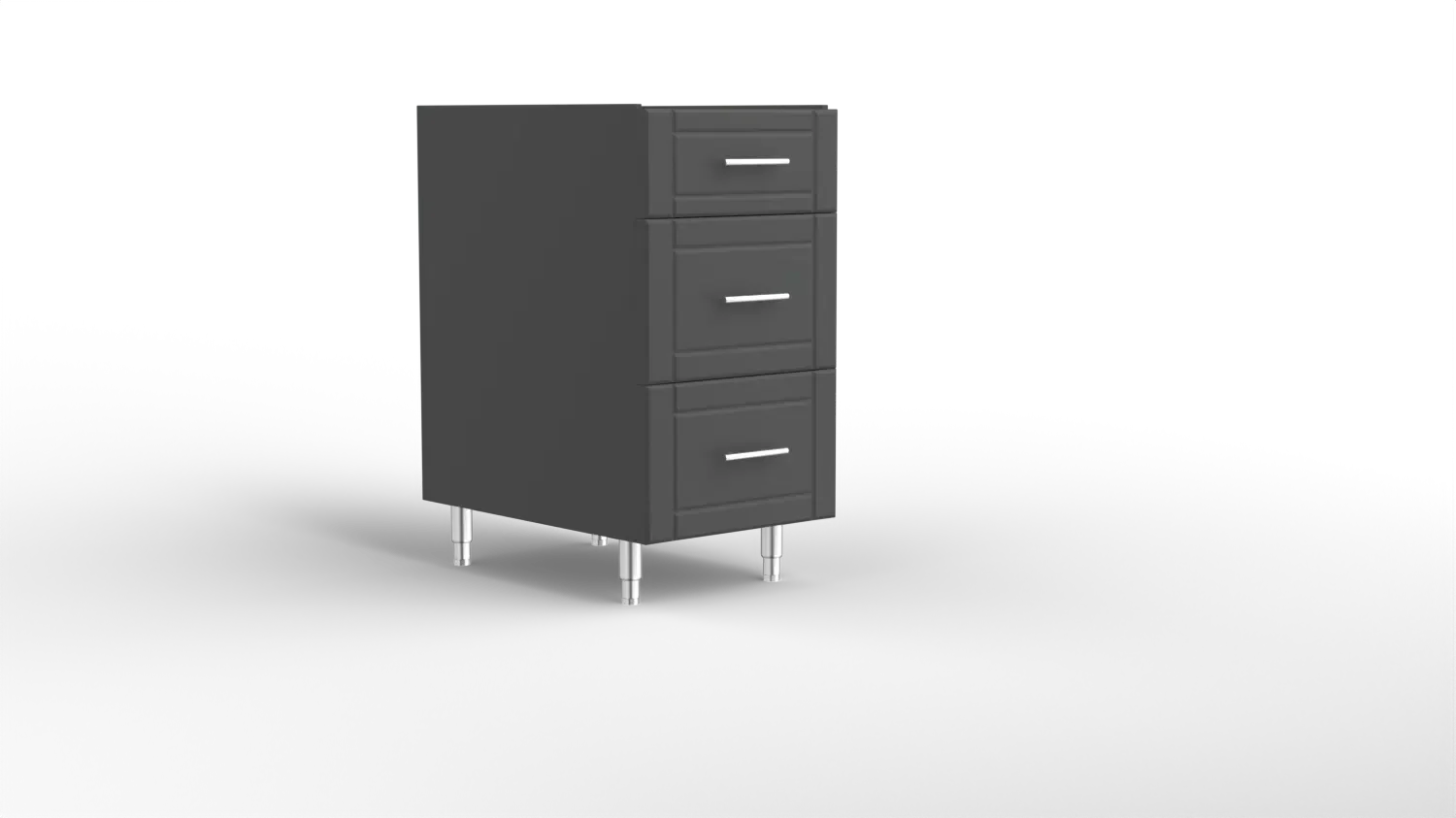 18 Inch Three Drawer Base Cabinet Grey
