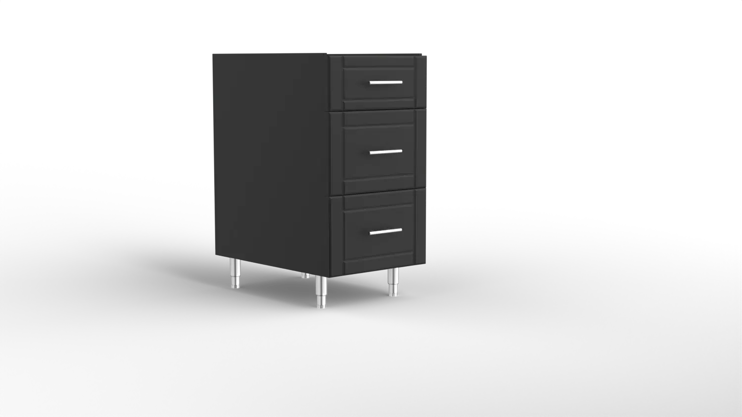 18 Inch Three Drawer Base Cabinet Black