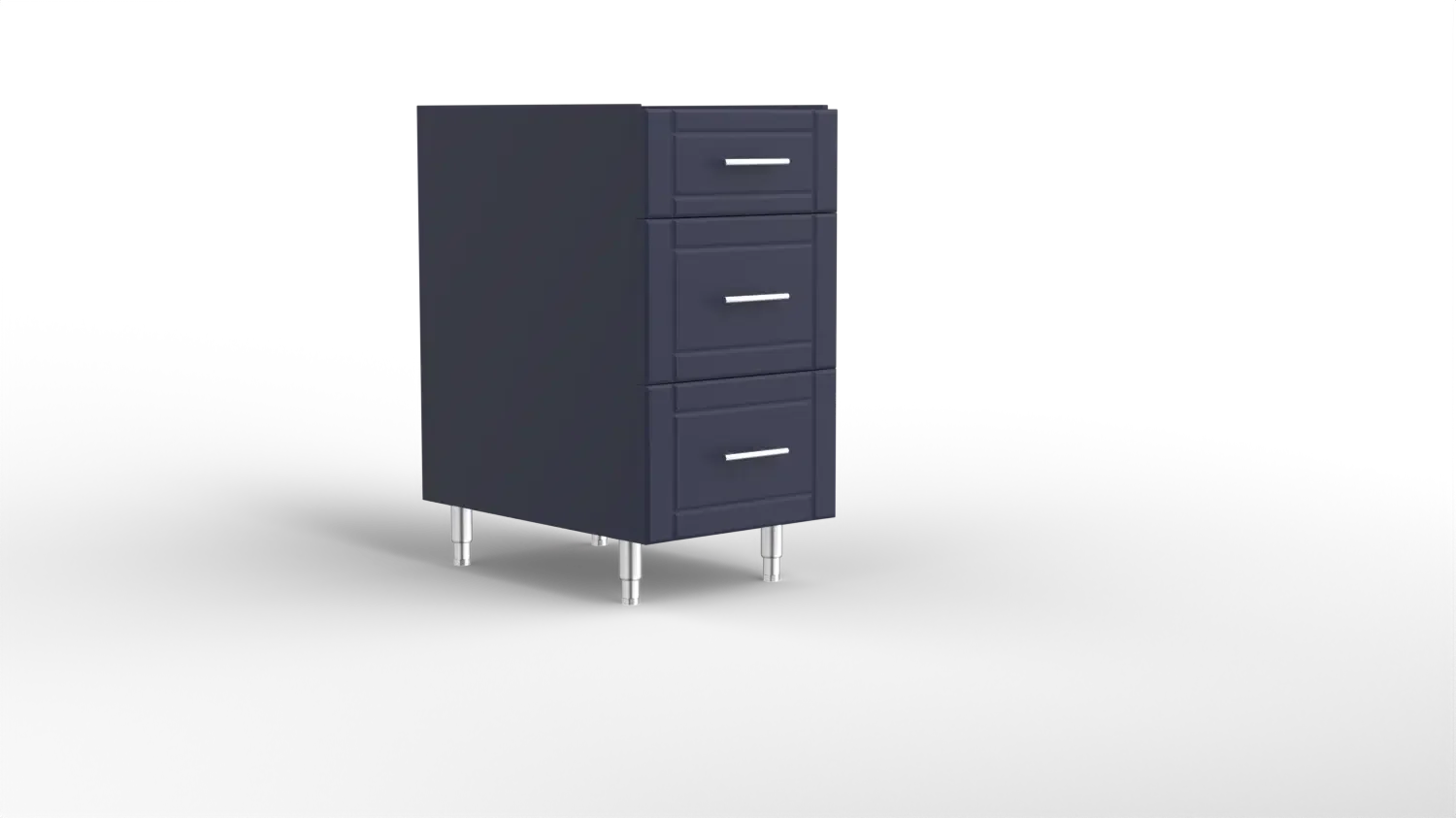 18 Inch Three Drawer Base Cabinet Navy Blue