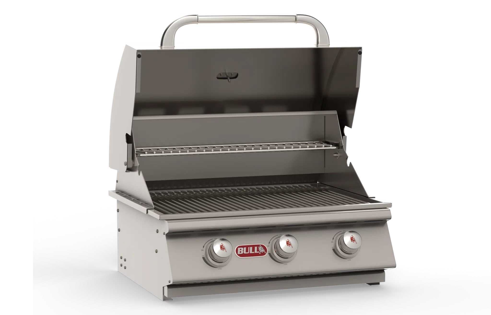 Steer – Stainless Steel 3 Burner Grill Head Left Side Open