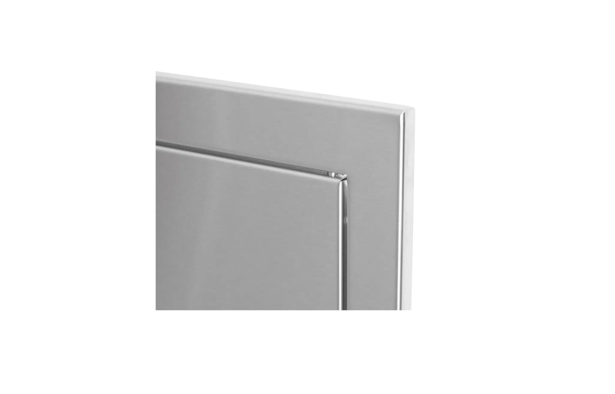 Vertical Stainless-Steel Access Door Right Swing with Reveal Close Up Corner View