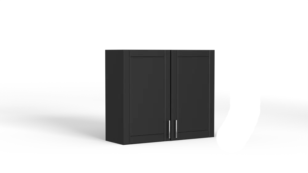 36 Inch Above Counter Wall Mount 2 Door Cabinet Black