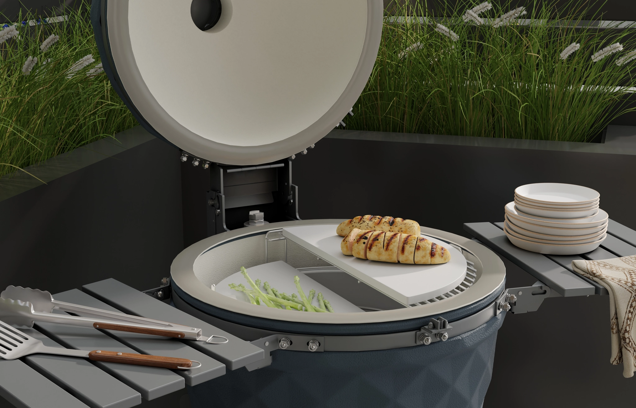 Blackhorn 24" Ceramic Grill Axis Cooking grate lifestyle image