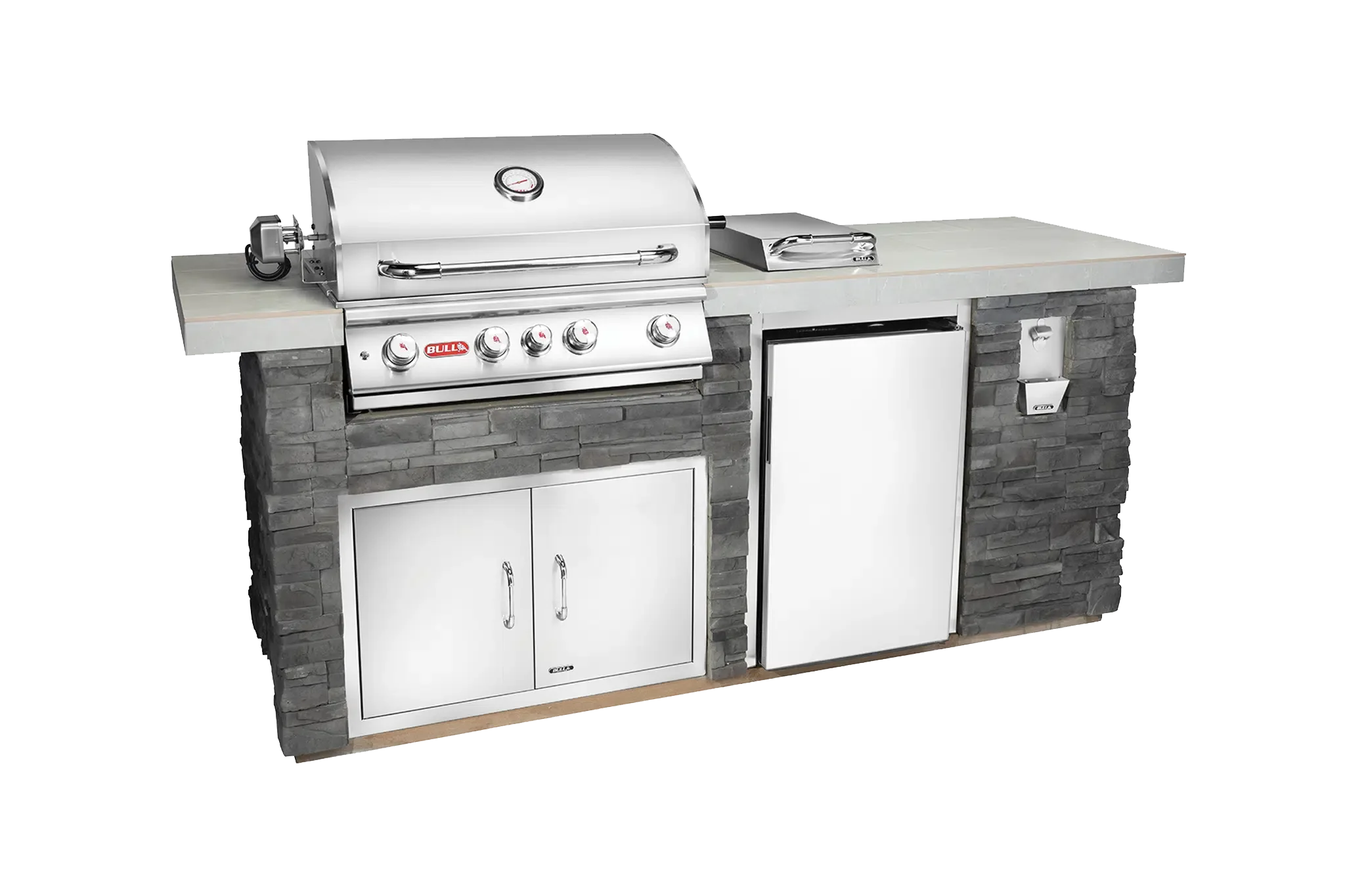 Outdoor Kitchen Grey Tile Closed