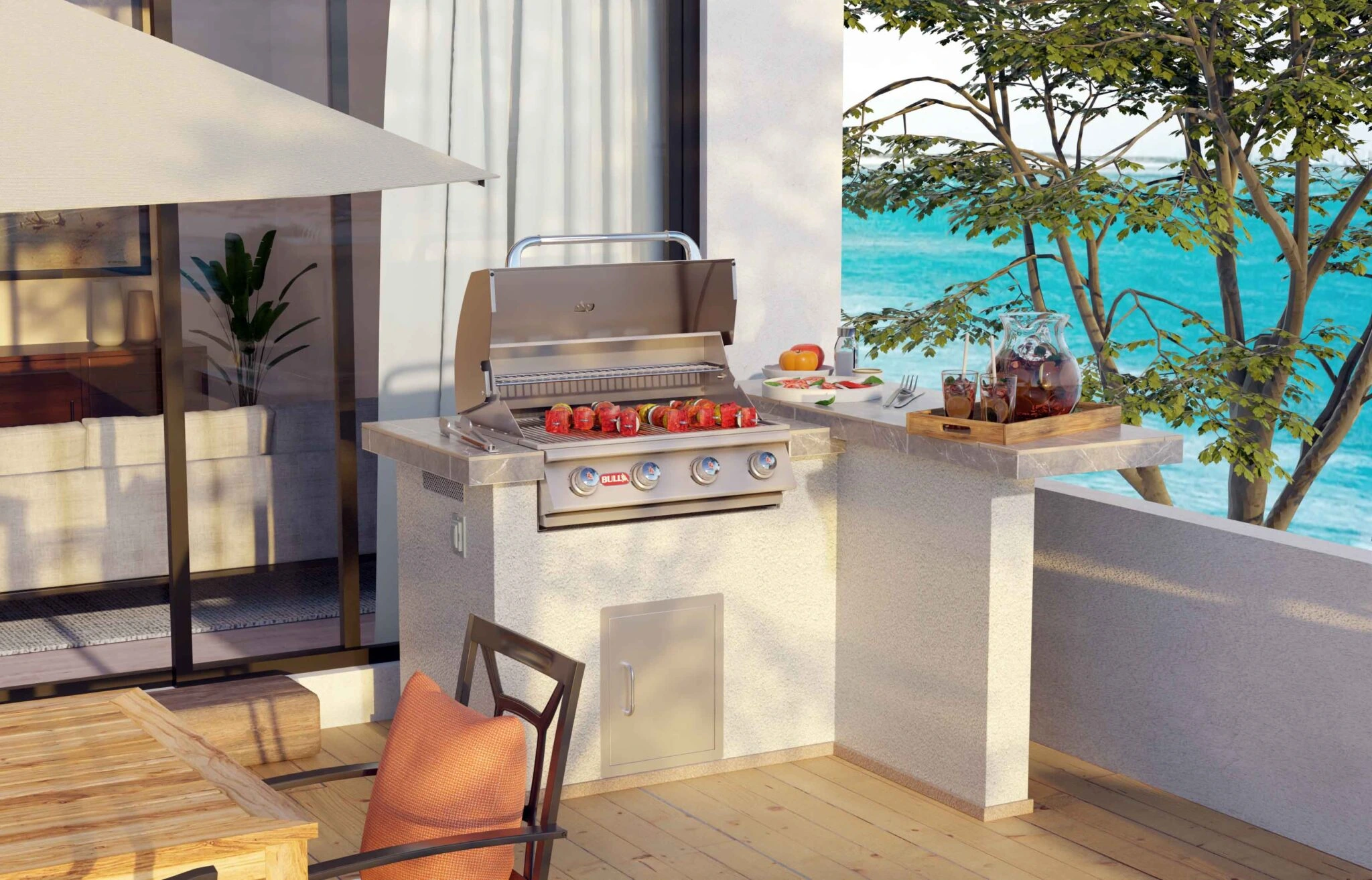 Patio Q Outdoor Island Kitchen & Grill Backyard View