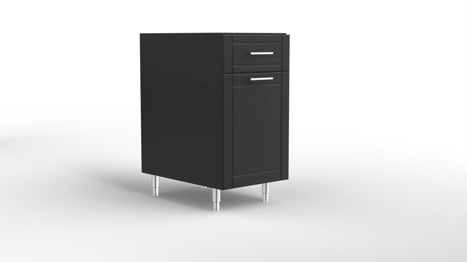 18 Inch Cabinet Base Dual Waste Basket With Drawer Black