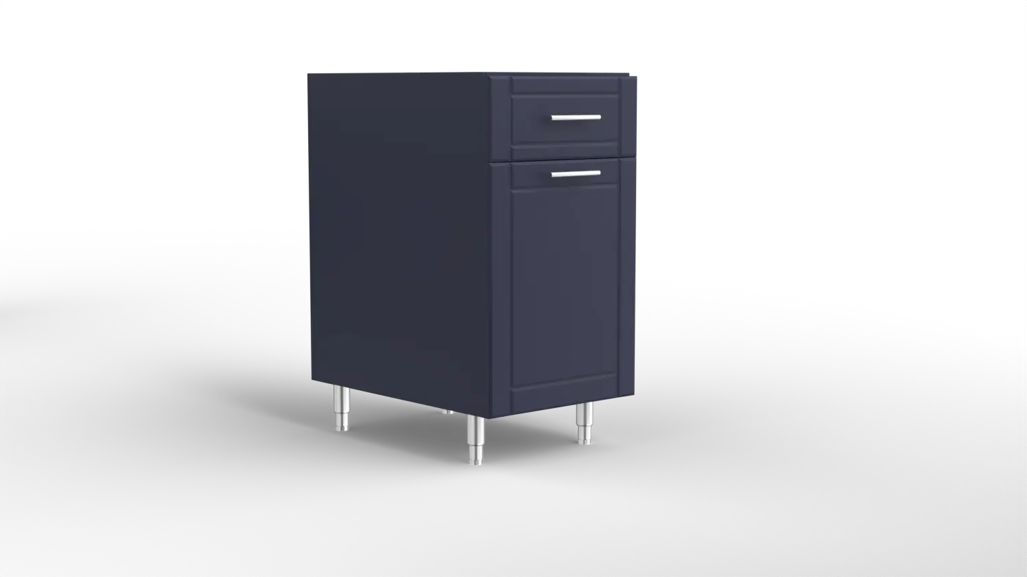 18 Inch Cabinet Base Dual Waste Basket With Drawer Navy Blue