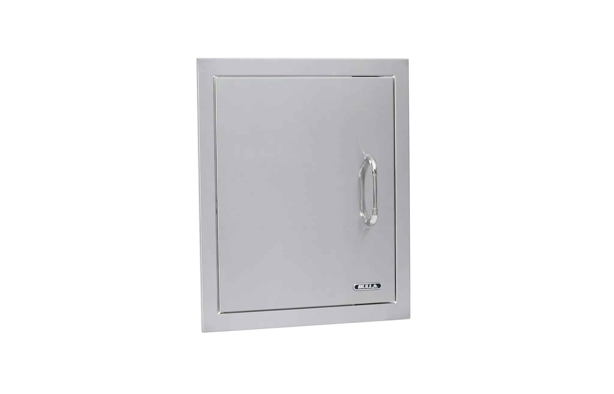 Vertical Stainless-Steel Access Door Left Swing with Reveal Tilted View