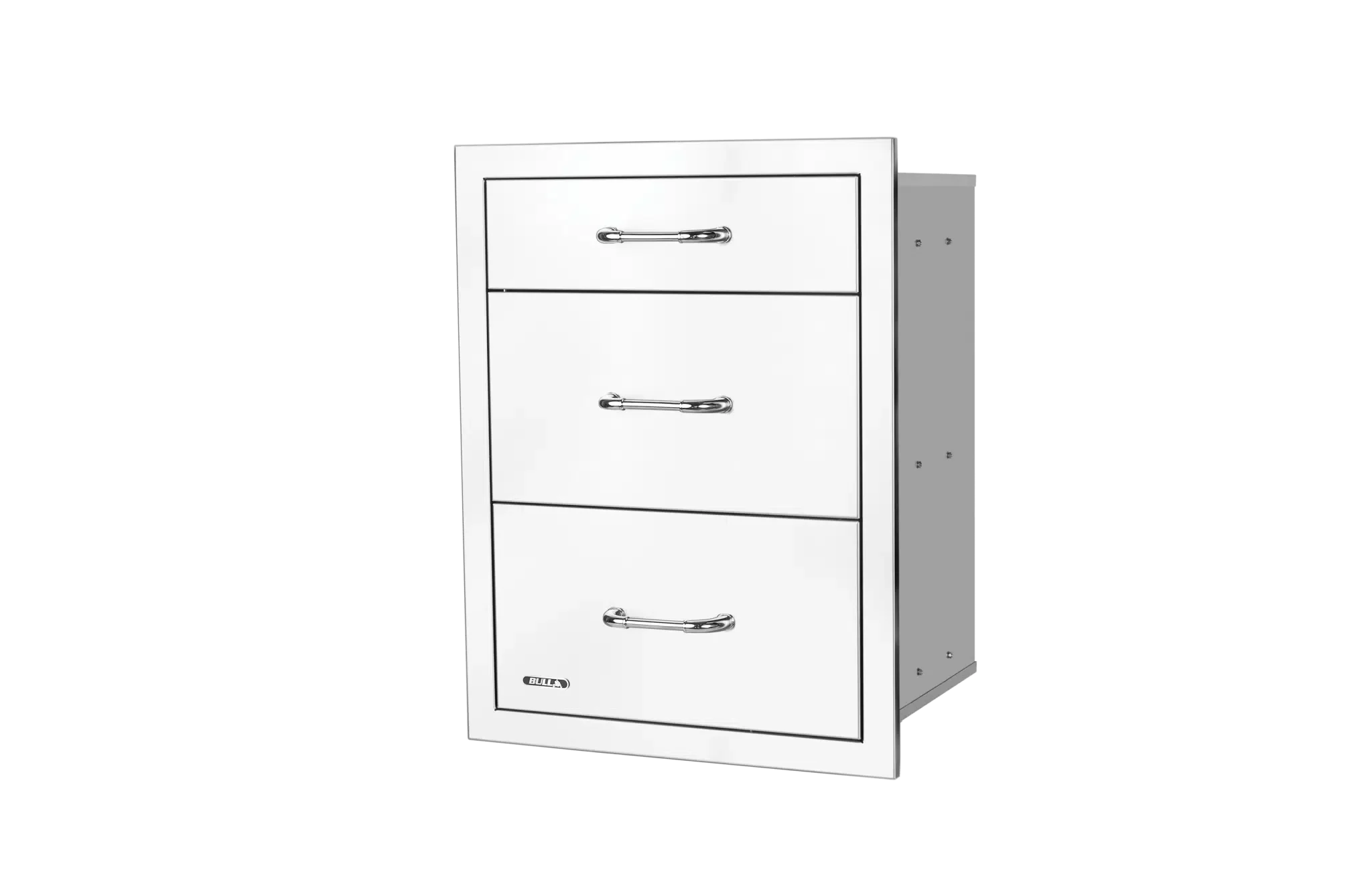 Stainless Steel Triple Drawer System with Reveal Right Side View