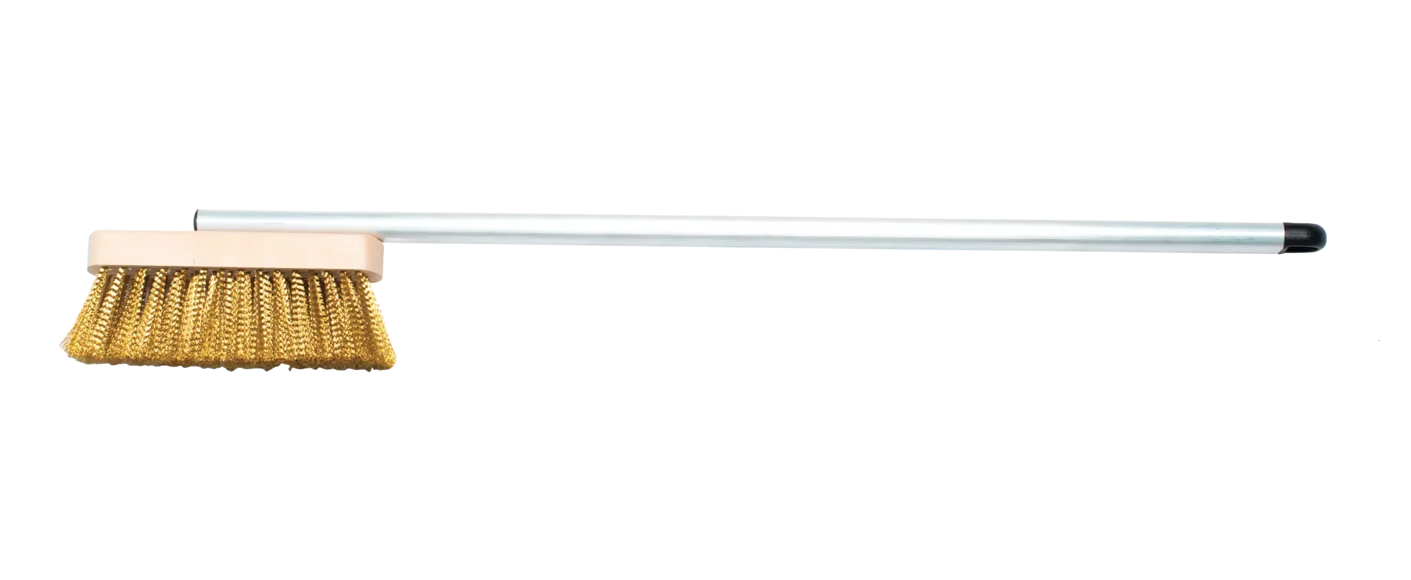 Short Handled Brass Pizza Oven Brush Side Long View